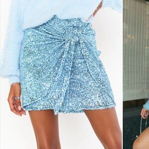 Show Me Your Mumu blue sequin mini skirt. Worn 1x.
